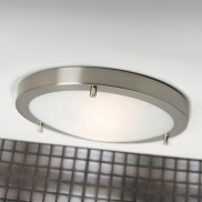 Nordlux Ancona Maxi - plafondverlichting - Ø 31,5 x 8 cm - IP44 - geborsteld staal en opaal wit
