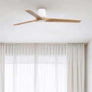 Faro Heywood Tub L - plafondventilator - Ø 90 cm - mat wit en pino