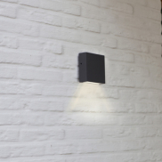 Lutec Gemini XF - wandverlichting - 11 x 3,8 x 11 - 7,4W LED incl. - IP54 - donkergrijs - 4000K