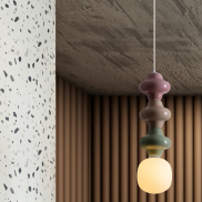 Nova Luce Clio - hanglamp - Ø 18 x 240 cm - roze, geel, groen, wit en opaalglas