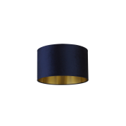 Searchlight Drum Shade - lampenkap - Ø 40 x 24 cm - marineblauw en geborsteld goud