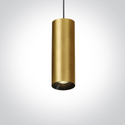 ONE Light Cylinder - hanglamp - Ø 7,5 x 224 cm - geborsteld messing