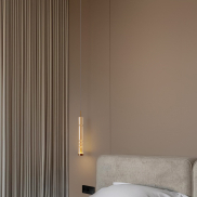 Nova Luce Bento - hanglamp - Ø 8 x 180 cm - 12W LED incl. - messing goud en cognacglas