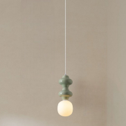 Nova Luce Clio - hanglamp - Ø 18 x 215 cm - groen, wit en opaalglas