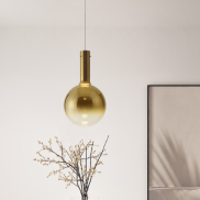 Nova Luce Nostos - hanglamp - Ø 25 x 170 cm - 6W dimbare LED incl. - champagnegoud