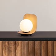 Nova Luce Kamen - tafellamp - 14 x 18 x 10 cm - natuurlijk hout en zandzwart