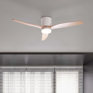 Nova Luce Aloa - plafondventilator met licht en afstandsbediening - Ø 132 x 27,5 cm - 18W LED incl. - zandwit en natuurlijk hout