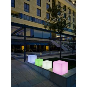 New Garden Cuby - oplaadbare tafellamp op zonne-energie met afstandsbediening - 32 x 32 x 32 cm - 1W RGB LED incl. - IP65 - wit