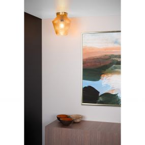 Lucide Rosalind - plafondverlichting - Ø 21 x 22,5 cm - amber en mat goud