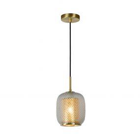Lucide Agatha - hanglamp - Ø 18 x 163 cm - mat goud en messing