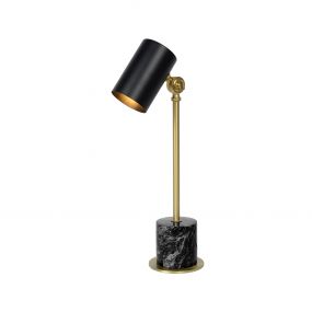 Lucide Brandon - bureaulamp - 18 x 12 x 48 cm - zwart en mat goud