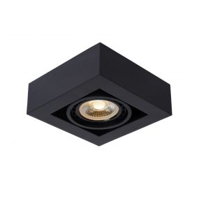 Lucide Zefix - opbouwspot 1L - 18,5 x 18,5 x 9 cm - 12W dimbare LED incl. - dim to warm - zwart