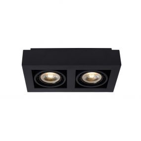 Lucide Zefix - opbouwspot 2L - 34 x 18,5 x 9 cm - 2 x 12W dimbare LED incl. - dim to warm - zwart