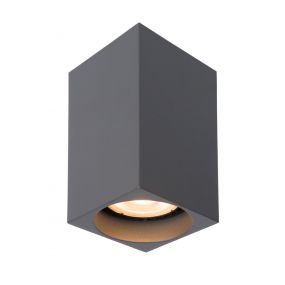 Lucide Delto Vierkant - opbouwspot - 5,5 x 5,5 x 10 cm - 5W dimbare LED incl. - dim to warm - grijs