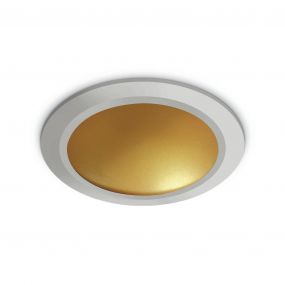 ONE Light Dark Light Dome Reflector - inbouw plafondverlichting - Ø 17 x 5 cm - 16W LED incl. - wit en messing