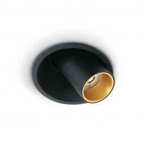 ONE Light Recessed COB Cylinders - inbouwspot - Ø 9,1 x 9 cm - 7W dimbare LED incl. - zwart