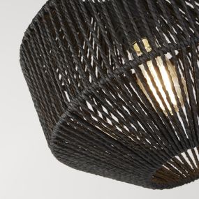 Searchlight Wicker - hanglamp - Ø 30 x 133 cm - mat zwart