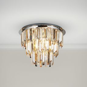 Searchlight Clarissa - plafondverlichting - Ø 45 x 34 cm - chroom en amber