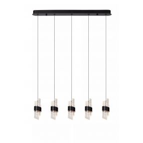 Lucide Kligande - hanglamp - 84 x 8 x 150 cm - 5 x 7,8W LED incl. - zwart 
