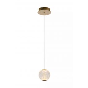 Lucide Cintra - hanglamp - Ø 14 cm x 150 cm - 5,7W LED incl. - transparant en goud