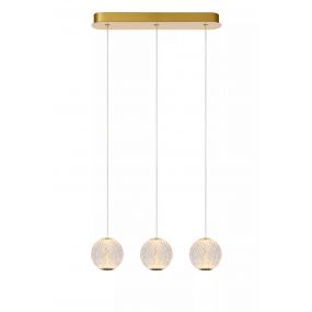 Lucide Cintra - hanglamp -  48 x 11 x 150 cm - 3 x 4,7W LED incl. - transparant en goud