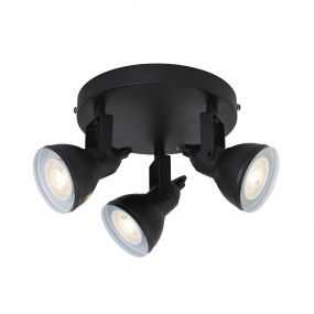 Searchlight Focus - opbouwspot 3L - Ø 30 x 14 cm - mat zwart en wit