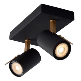 Lucide Grony - opbouwspot - 22 x 10 x 15 cm - 2 x 5W dimbare LED incl. - zwart