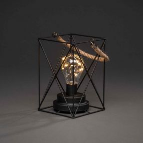 Konstsmide - Decoratieve lantaarn op batterij - 12 x 12 x 19 cm - zwart 