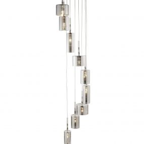 Searchlight Linen - hanglamp - Ø 40 x 185 cm - 9 x 7W halogeen incl. - chroom