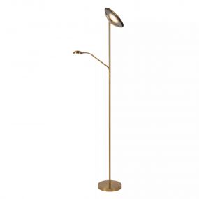 Lucide Zenith - staanlamp - Ø 25,4 x 180 cm - 20W + 4W dimbare LED incl. - 3000K - mat goud / messing