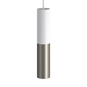 Creative Cables Double Tube - hanglamp 1L - Ø 12,5 x Ø 6 x 190 cm - mat wit en titanium