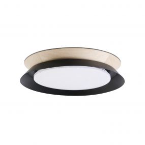 Faro Tender - plafondverlichting - Ø 45 x 8,2 cm - 24W LED incl. - zwart en bruin
