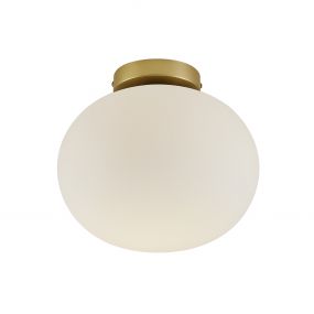 Nordlux Alton - plafondverlichting - Ø 27,5 x 24 cm - messing en opaal wit