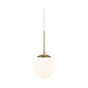 Nordlux Grant - hanglamp - Ø 15 x 229 cm - messing en opaal wit