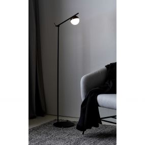 Nordlux Contina - staanlamp - 139,5 cm - zwart en opaal wit