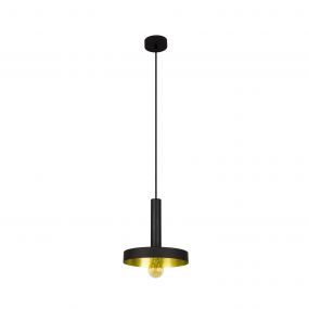 Faro Whizz - hanglamp - Ø 25 x 26 cm - zwart en satijn goud