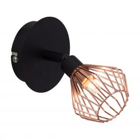 Brilliant Dalma - opbouwspot - 10 x 16 x 13,5 cm - zwart en koper 