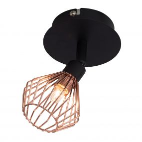 Brilliant Dalma - opbouwspot - 10 x 16 x 13,5 cm - zwart en koper 
