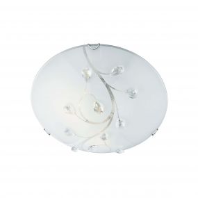 Searchlight Flush - plafondverlichting - Ø 30 x 9 cm - wit en chroom