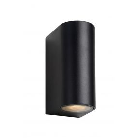 Lucide Zora Round 2 - buiten wandlamp - 6,5 x 9 x 15 cm - 2 x 5W dimbare LED incl. - IP44 - zwart