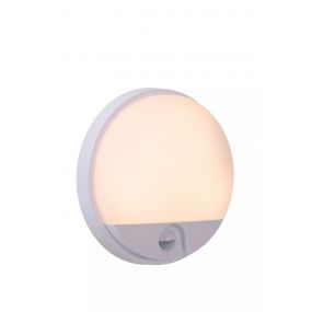 Lucide Hups IR - buiten wandlamp met sensor - Ø 21 x 4,9 cm - 10W LED incl. - IP54 - wit