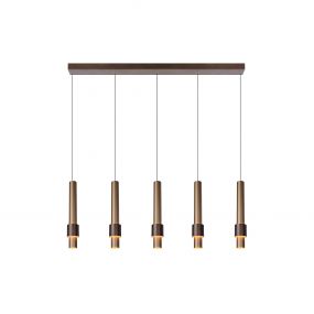 Lucide Margary - hanglamp - 103 x 8 x 169 cm - 5 x 4,2W dimbare LED incl. - koffie