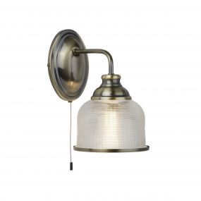 Searchlight Bistro II - wandverlichting met trekschakelaar - 15 x 25 cm - antiek messing