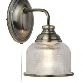 Searchlight Bistro II - wandverlichting met trekschakelaar - 15 x 25 cm - antiek messing