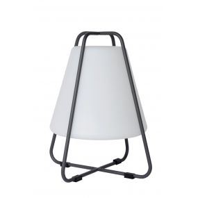 Lucide Pyramid - oplaadbare buiten tafellamp - 4 stappen dimmer - Ø 36 x 41,9 cm - 2W LED incl. - IP54 - antraciet