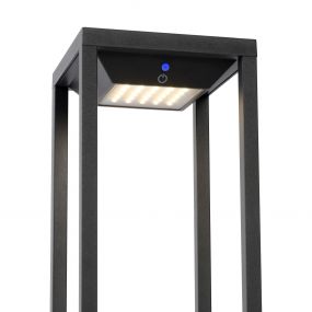 Lucide Tenso Solar - sokkellamp met sensor op zonne-energie - 14 x 14 x 50 cm - 2,2W LED incl. - IP54 - antraciet