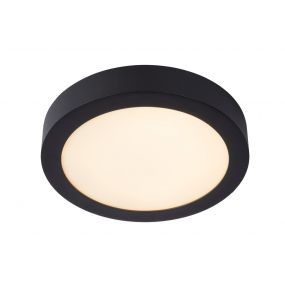 Lucide Brice-Led - plafondverlichting - Ø 24 x 3,9 cm - 15W dimbare LED incl. - IP44 - zwart 