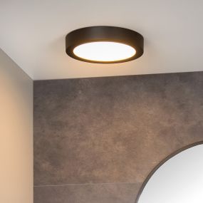 Lucide Brice-Led - plafondverlichting - Ø 24 x 3,9 cm - 15W dimbare LED incl. - IP44 - zwart 