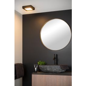 Lucide Brice-Led - plafondverlichting - 16,8 x 16,8 x 3,9 cm - 15W dimbare LED incl. - IP44 - zwart 