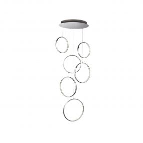 Searchlight Rings - hanglamp - Ø 46 x 180 cm - 56W LED incl. - chroom